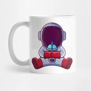 Cute Astronaut Drinking Boba Cartoon Mug